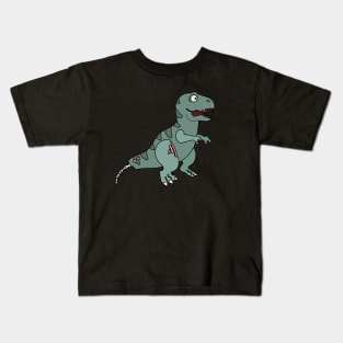 Zombie Dinosaur Cartoon // Funny Halloween Zombie T-Rex Kids T-Shirt